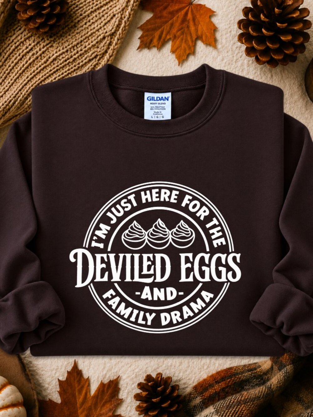 Deviled Eggs Family Drama Sweatshirt Adult Unisex Graphic Crewneck Funny Holiday